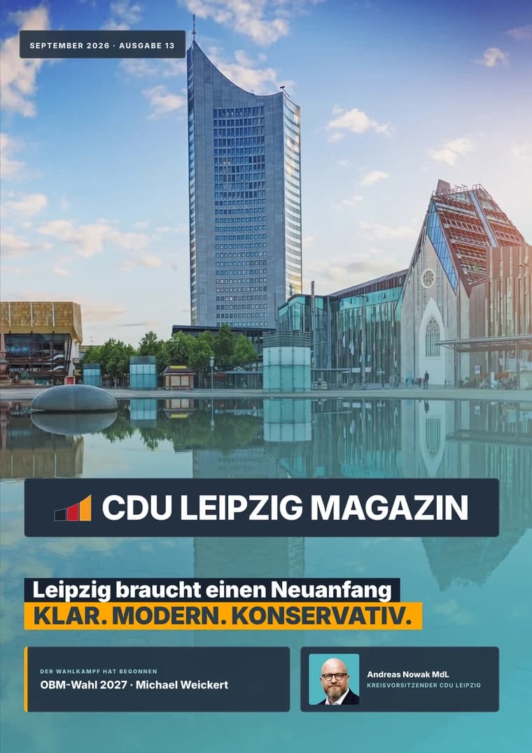 Titelseite des CDU-Magazins Leipzig, Ausgabe September 2026