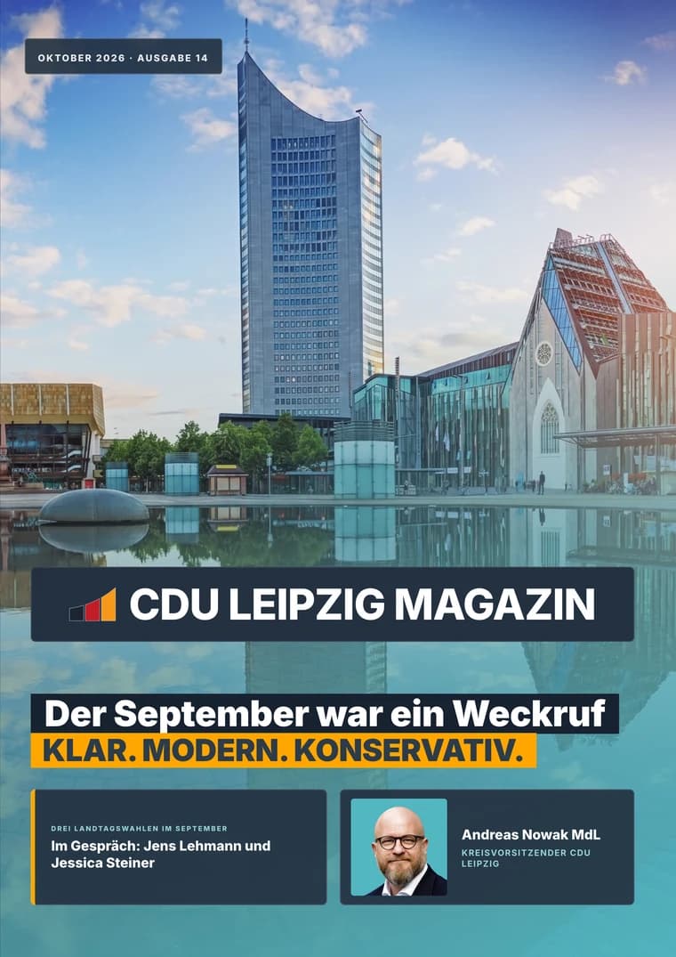 Titelseite des CDU-Magazins Leipzig, Ausgabe Oktober 2026